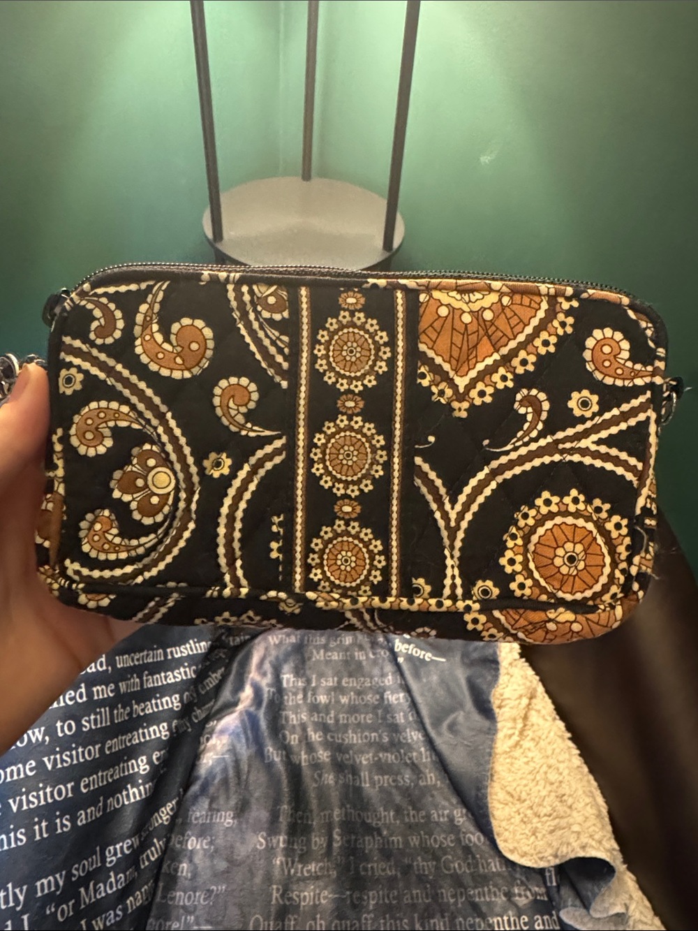 Quilted Black & Tan Paisley Wallet